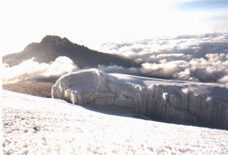 Ice curtains near the summit