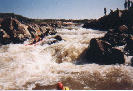 Shooting a rapid on the Swazi River